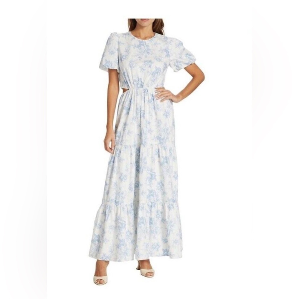 Wayf Blue and White Floral Maxi Dress